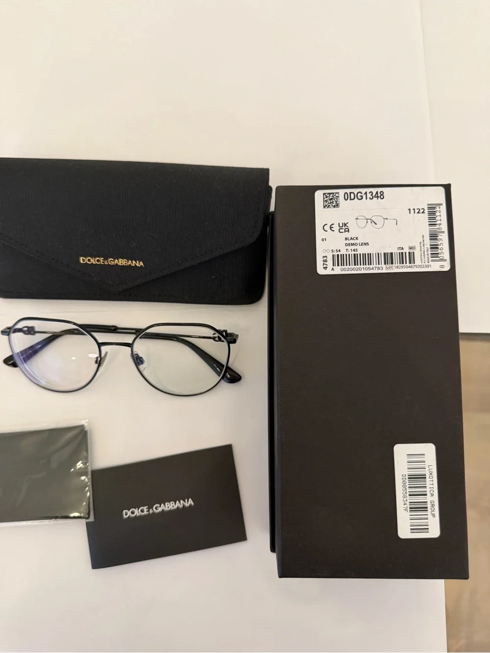 Dolce & Gabbana DG1348 Black Metal Optical Glasses Frames 54 Italy